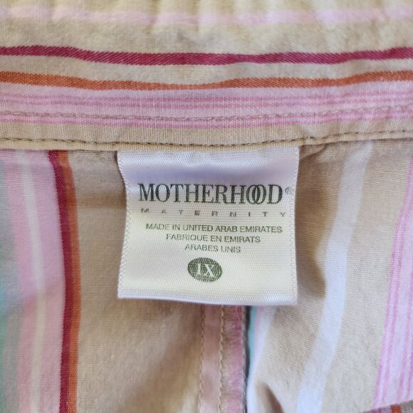 MOTHERHOOD Pink White Stripe Button Up Long Sleeve Blouse Size 1X - Picture 4 of 5